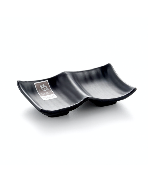 Melamine 2 Compartment Sauce Dish (Black)