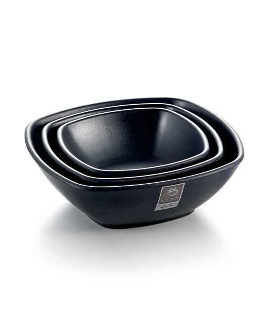 Melamine Square Bowl (Black)