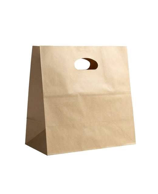 Bag Paper Flat Reinforced Die Cut Handle Medium Brown