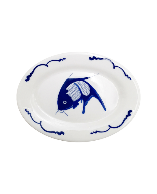 Crockery Oval Plate (Traditional Blue Carp)