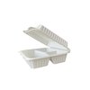 Biodegradable 3 Compartment Plastic Container with Hinged Lid 9x9x3.3in