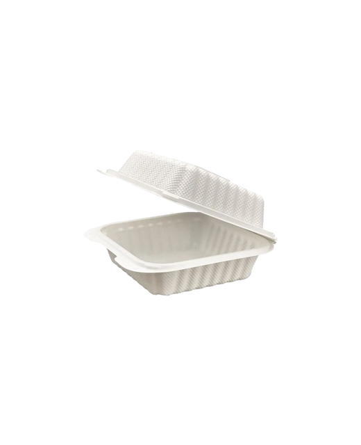 Biodegradable Plastic Container with Hinged Lid 5x5x2.8in