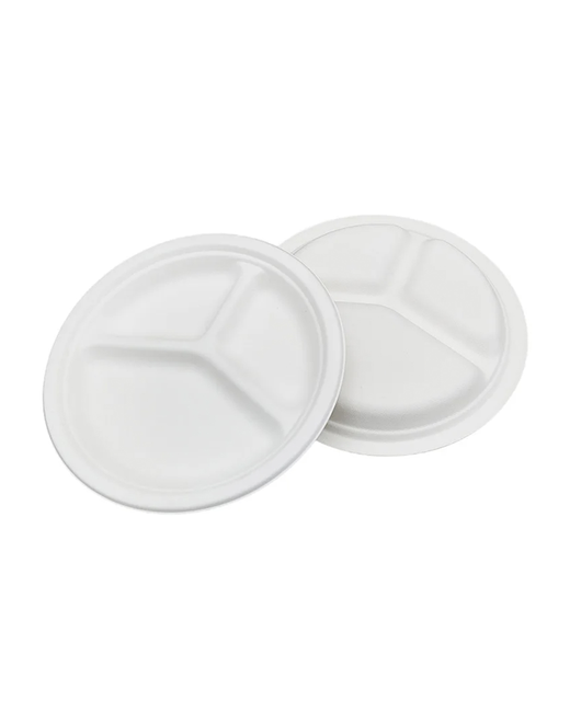 Biodegradable 3 Compartment Plates