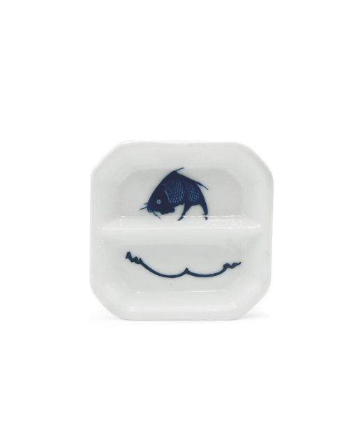 Crockery 2 Compartment Sauce Dish (Blue Carp)