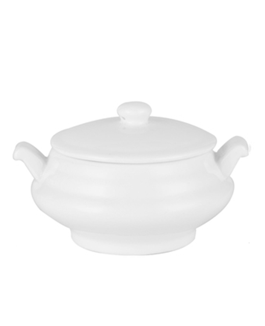 Crockery Tureen Pot With Handle (White)