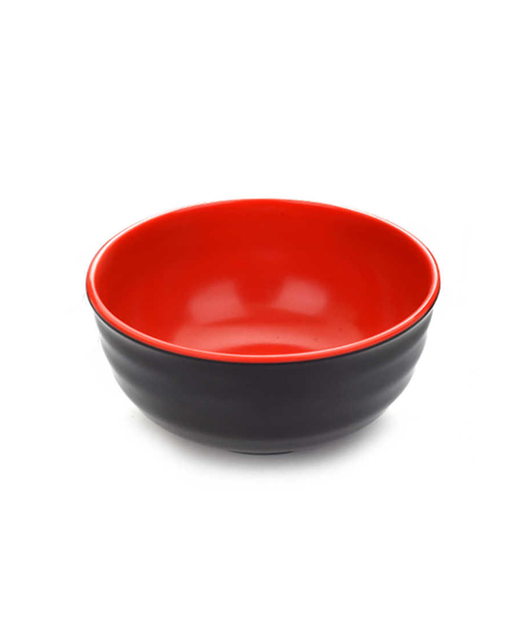 Melamine Deep Ribbed Bowl  (Red & Black)