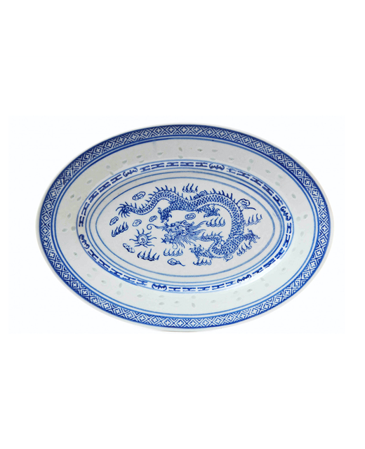 Crockery Oval Plate (Rice Pattern)