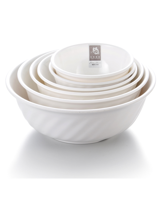 Melamine Swirl Ribbed Bowl (White)