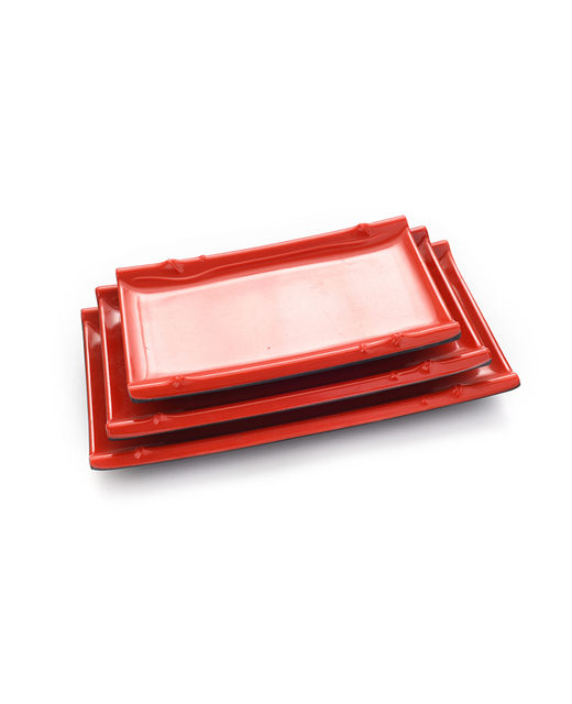 Melamine Bamboo Edge Plate (Red & Black)