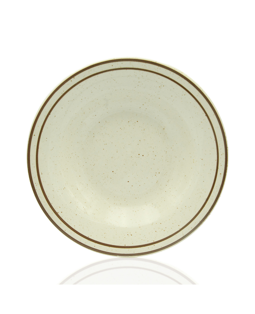 Crockery Dish Bowl With Pattern (Double Brown Stripe)