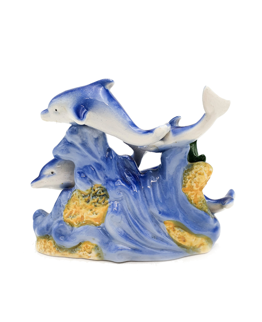 Crockery Dolphin Ornament Aqua 