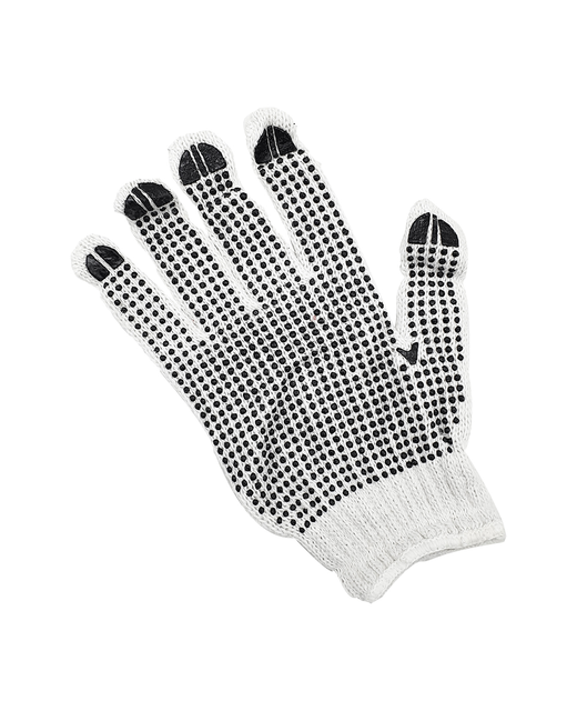 Cotton Workshop Gloves with Rubber Grips (Medium)